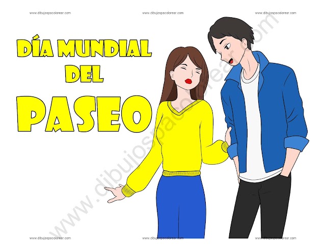 Día mundial del Paseo marinas dibujo a color y para colorear